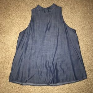 Denim Dress Shirt With Open Back